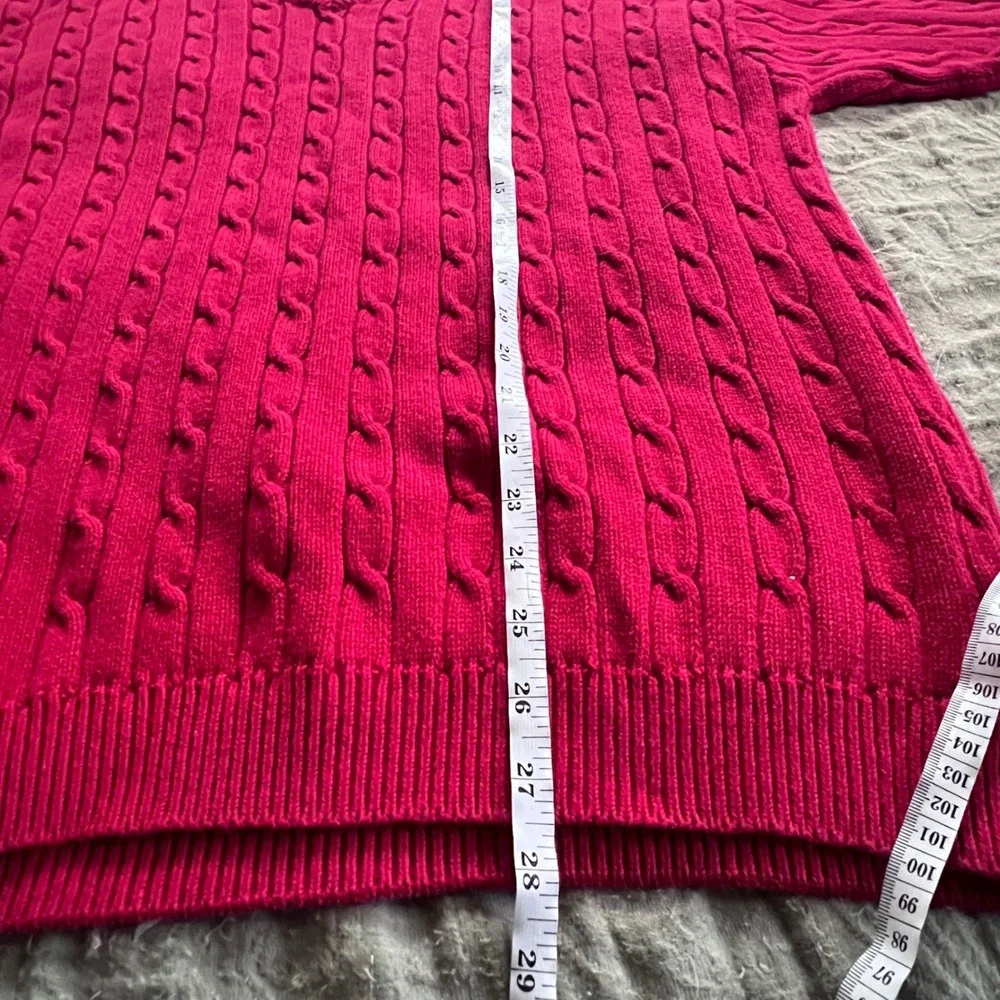Hunt Club Women's Preppy Academia Cable Knit V-Neck 100% Cotton Sweater Size XL